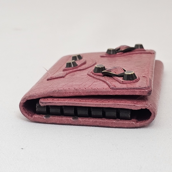 Balenciaga Motocross Leather Key Case Wallet Terracotta Pink Authentic - Picture 5 of 12